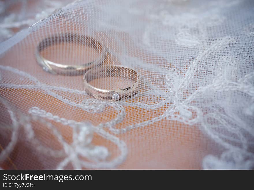 Wedding rings under the lace