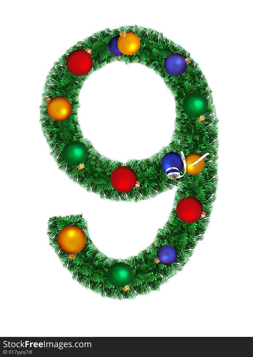 Numeral from christmas decoration - 9