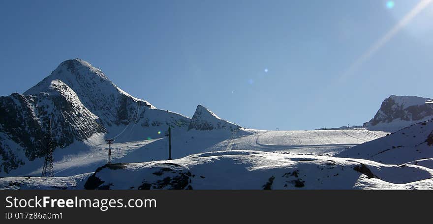 Kitzsteinhorn glacier with ski slopes. Kitzsteinhorn glacier with ski slopes