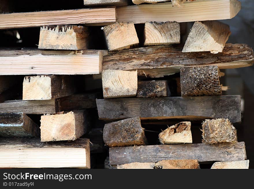 Background with stack of firewood for household