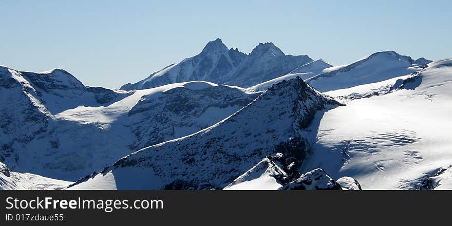 Panorama of Grossglockner from Kitzsteinhorn