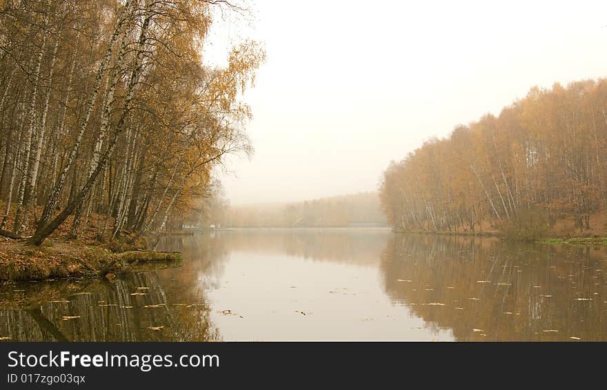 Autumn landscape. Park in Moscow. Russia