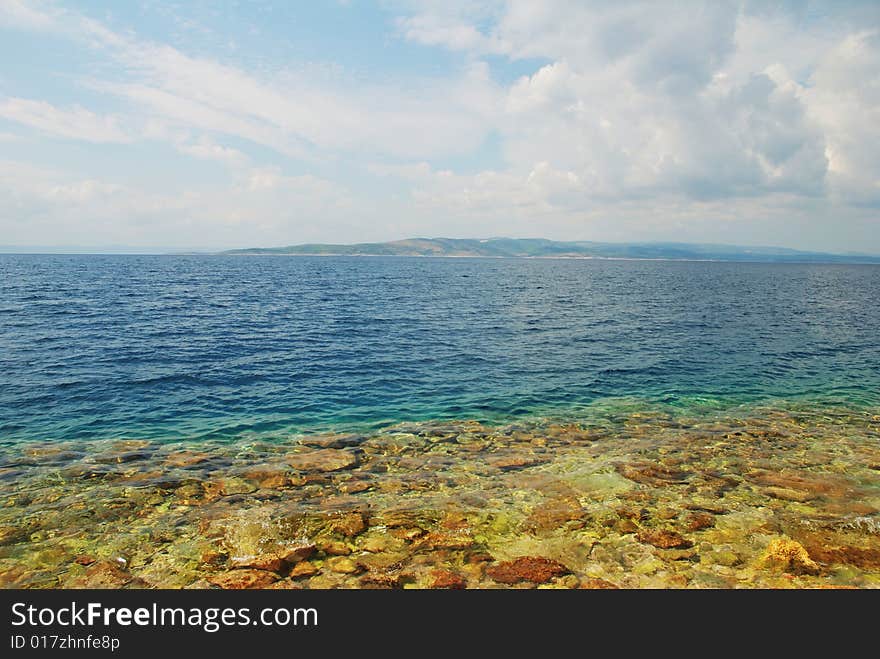 Emerald green sea in summer.