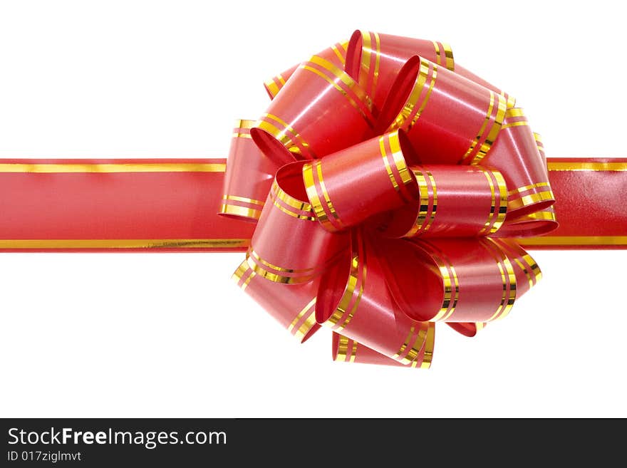 Red bow isolated on white background