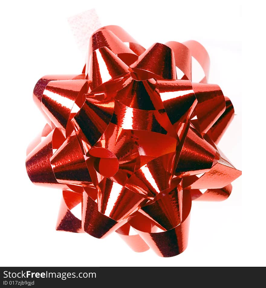 Red bow isolated on white background