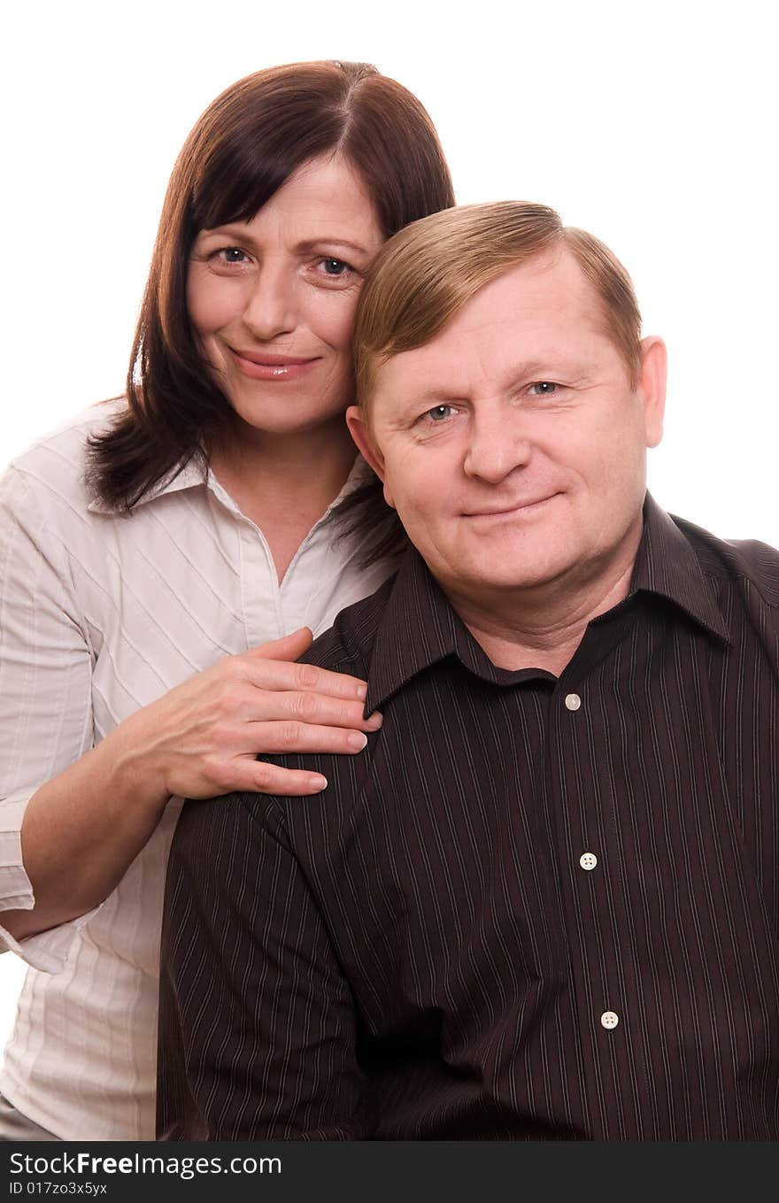 Couple of the mature adult on a white background.