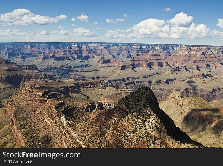 Grand Canyon with blue sky and clouds