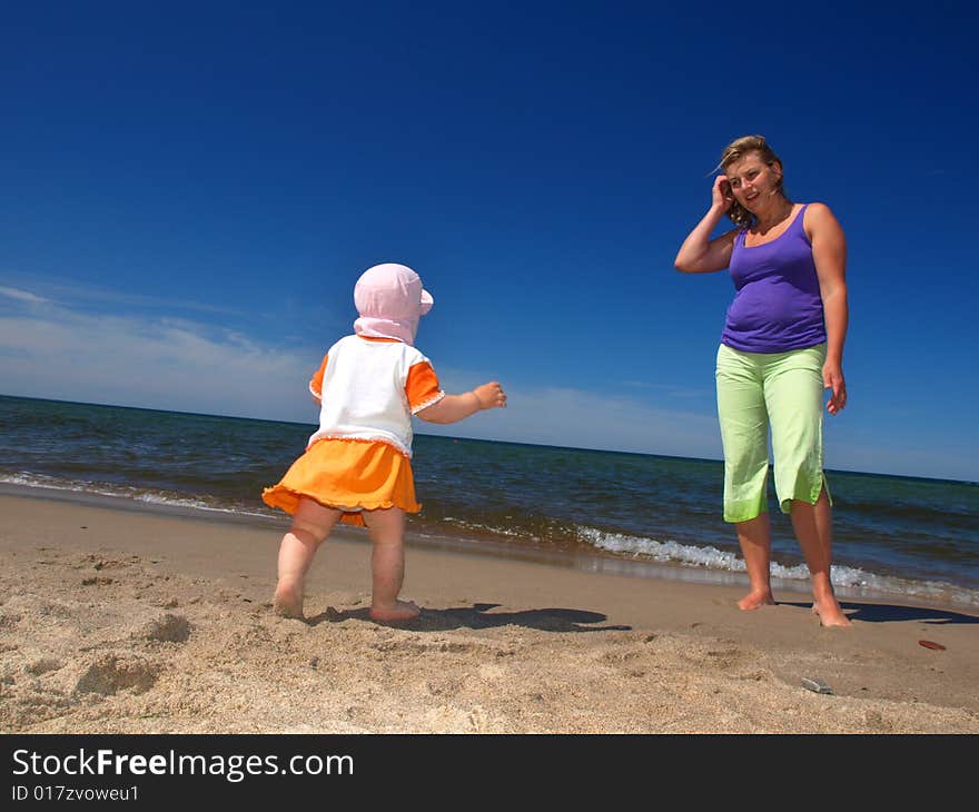 Mother With Her Daughter During Vacation