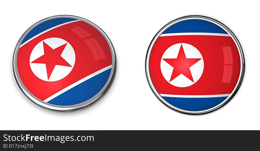 Button style banner in 3D of North Korea. Button style banner in 3D of North Korea
