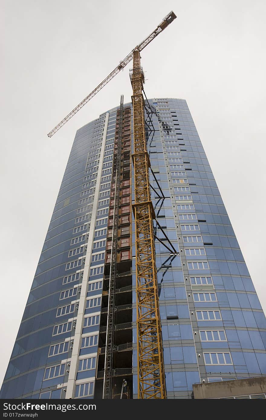 Blue Tower and Yellow Crane