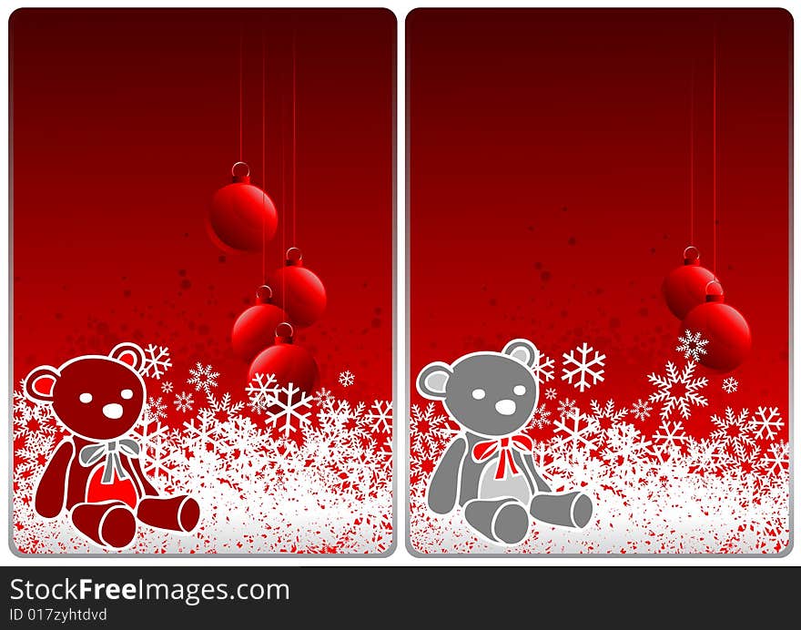 Winter theme cards with colorful bears and  snow for your business. Winter theme cards with colorful bears and  snow for your business