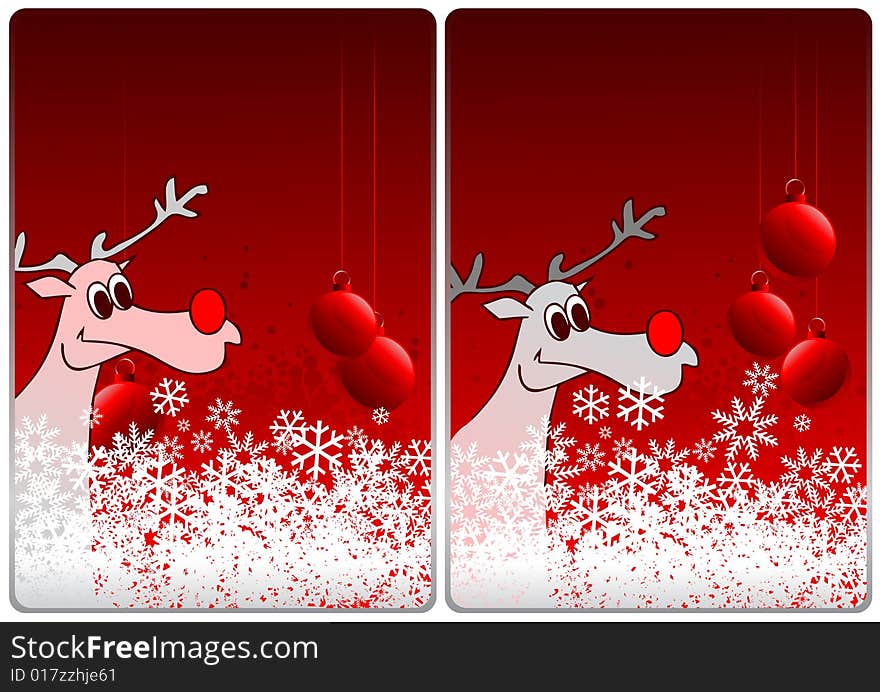 Winter theme cards with beauty deer and snow for your message. Winter theme cards with beauty deer and snow for your message