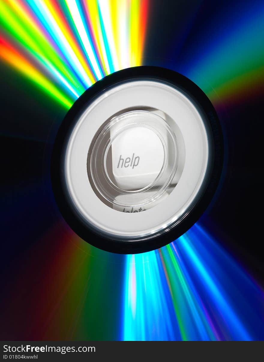 DVD disc with beauteful rays covered them. Help button. DVD disc with beauteful rays covered them. Help button.