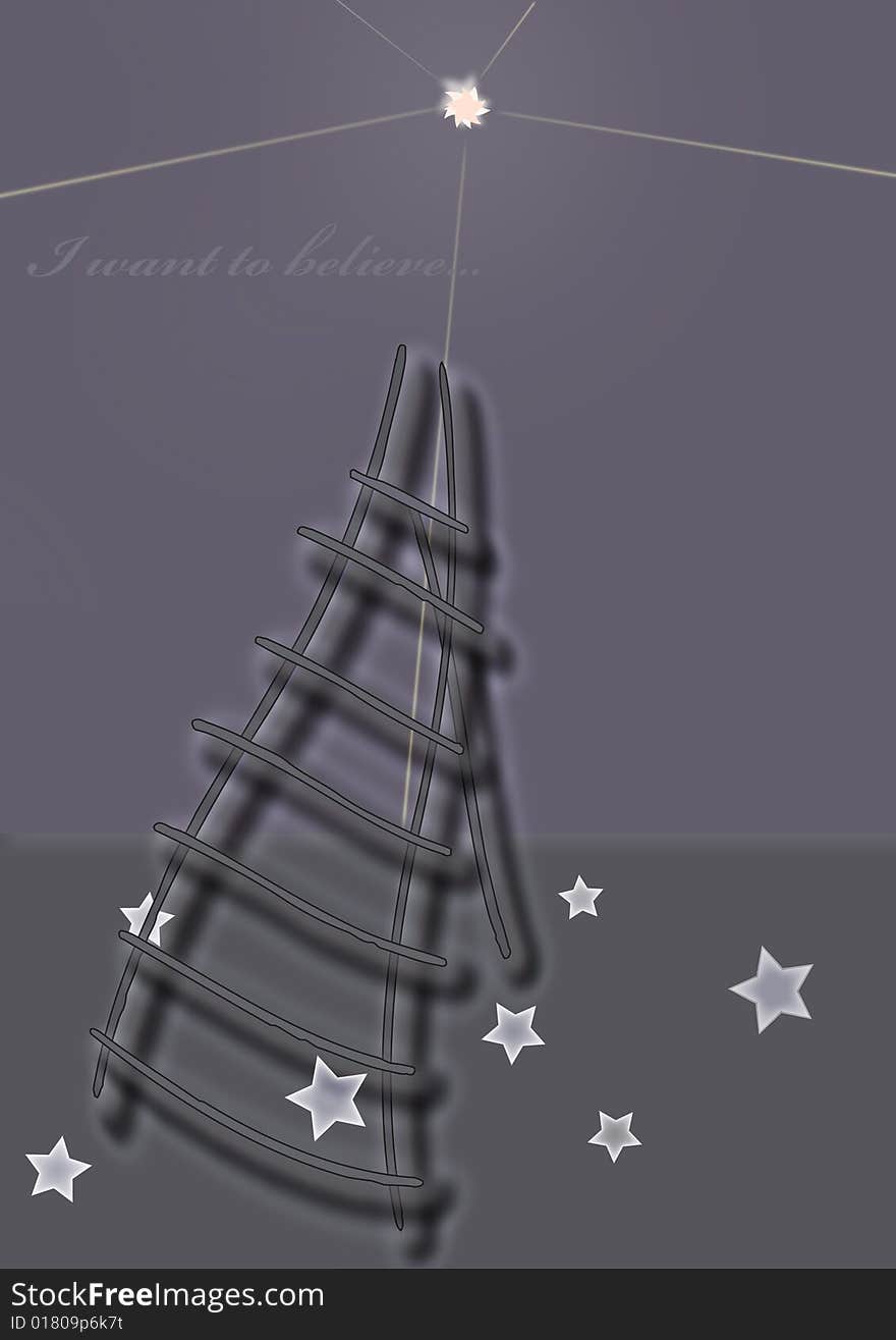 Vector illustration, stars, staircase in the sky, night. Vector illustration, stars, staircase in the sky, night