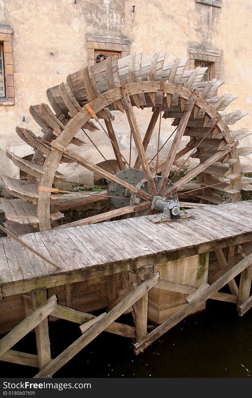 Watermill at the canal in Prague