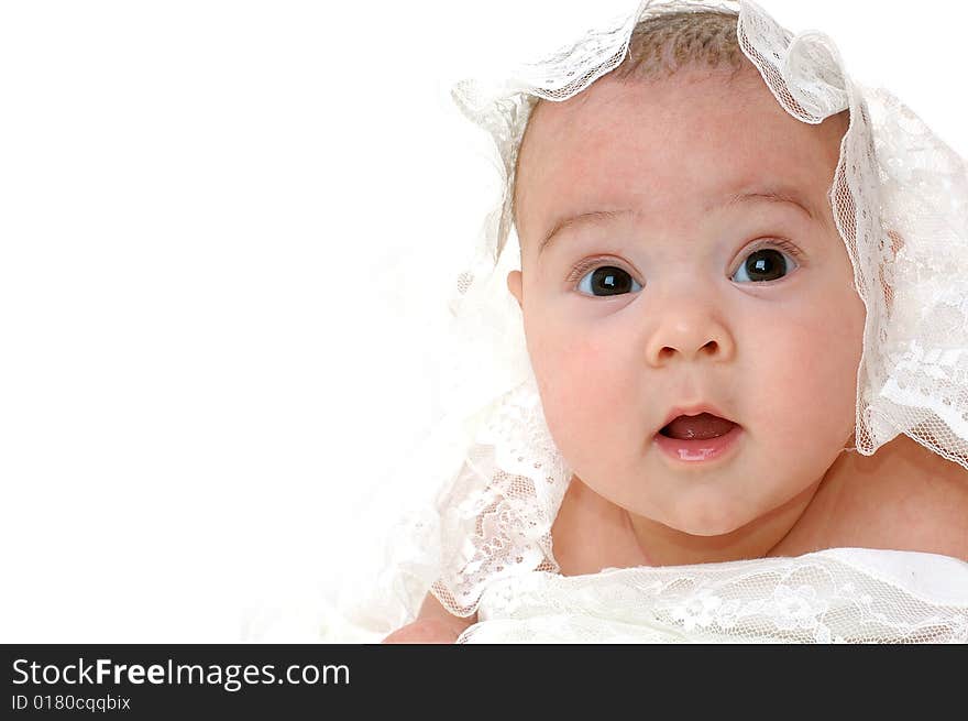 Little baby isolated on white background