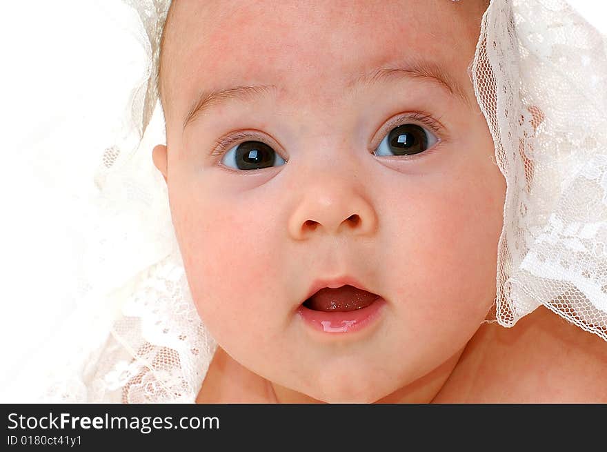 Little baby isolated on white background