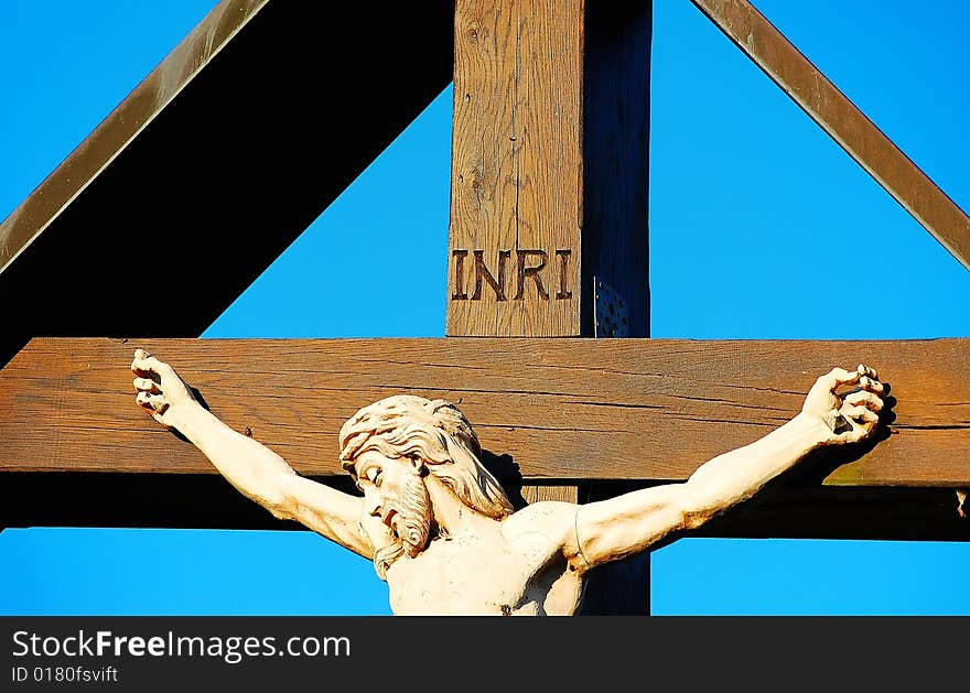 A german field cross on the swabian alb, Baden Wuerttemberg, Germany