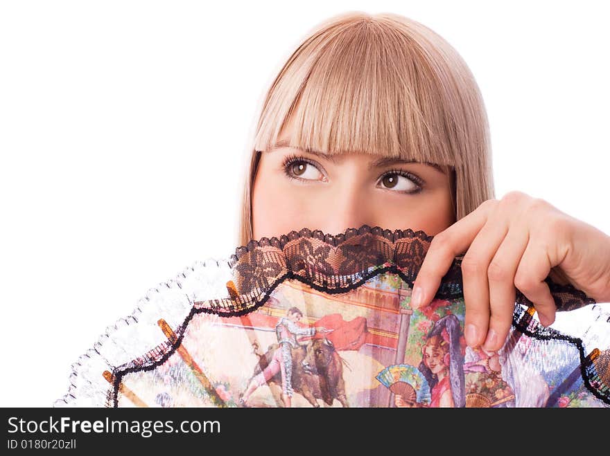 Young woman with a fan