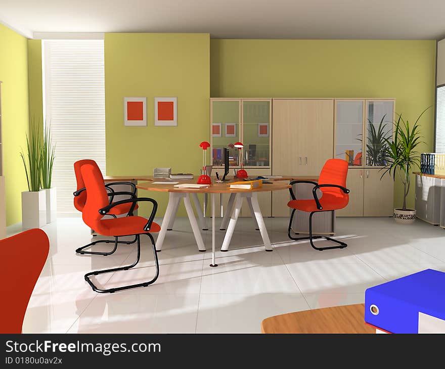 Modern interior with furniture for office. Modern interior with furniture for office