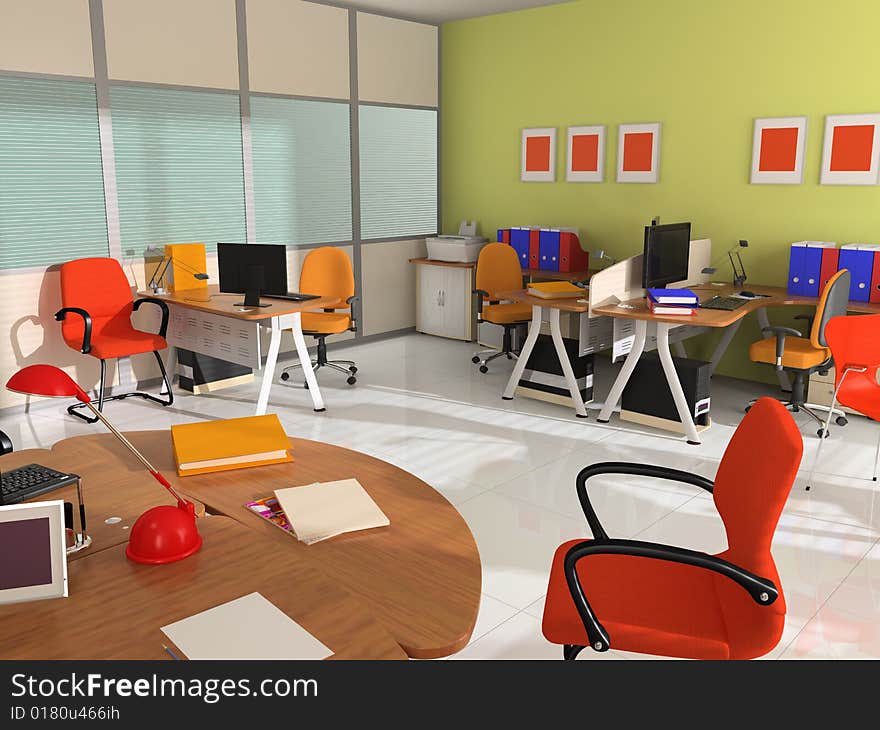 Modern interior with furniture for office. Modern interior with furniture for office