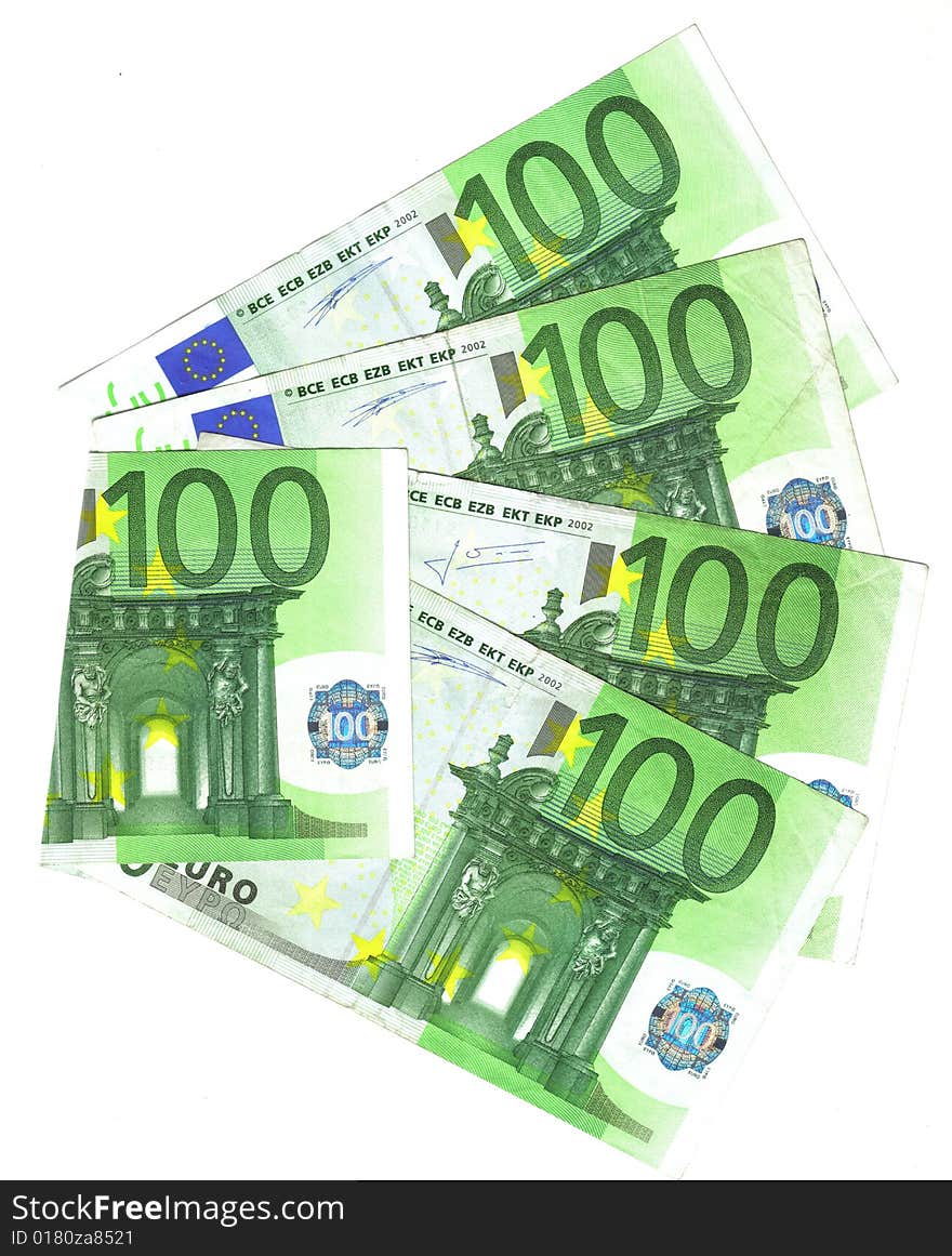 Range of hundred euro banknotes