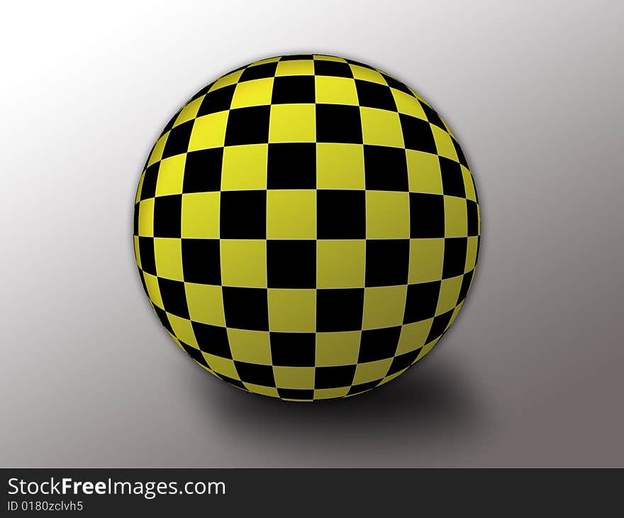 Yellow/black Checkered flag in the style of a ball