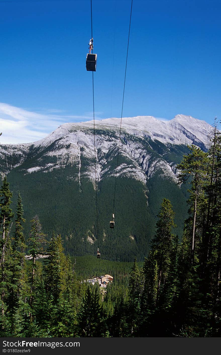 Sulphur Mountain cable-car in Banff National Park, Canadian Rockies.