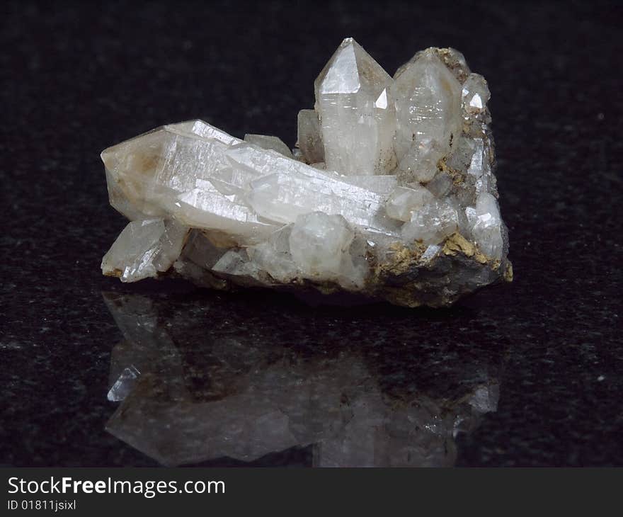 Rock crystal on a black background