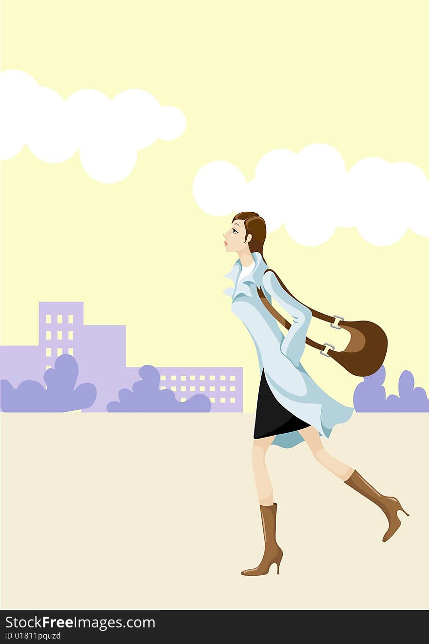 Running woman. vector illustration for design