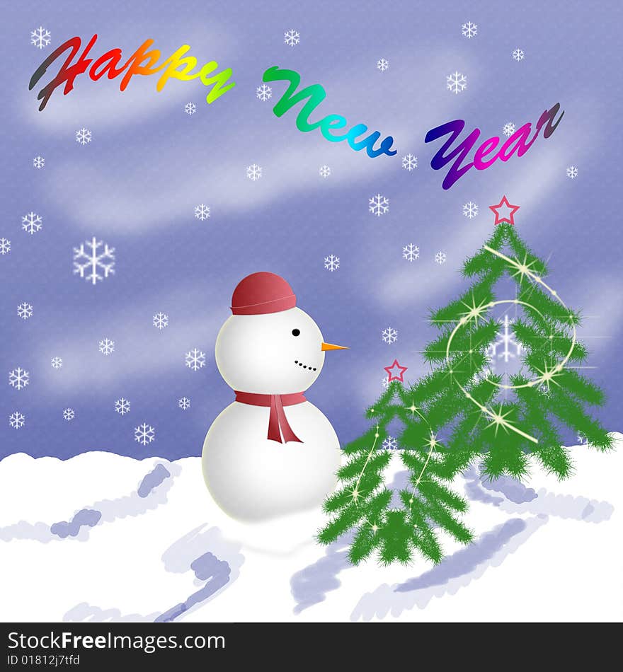 Congratulation new year image with snowman. Congratulation new year image with snowman