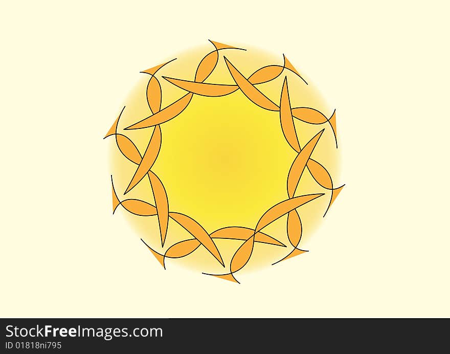 A spiral design in a yellow background