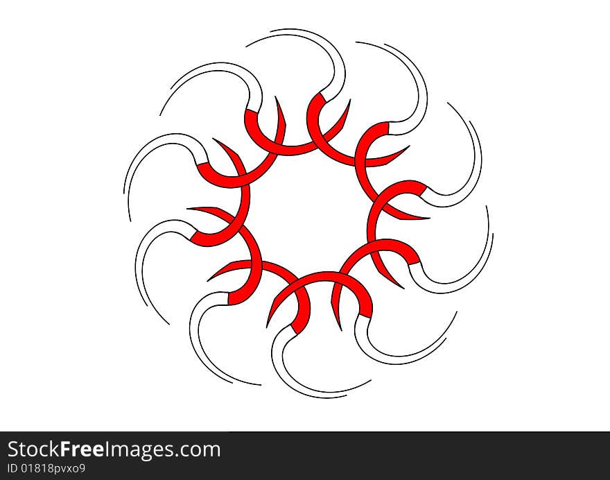 A spiral design in a white background. A spiral design in a white background