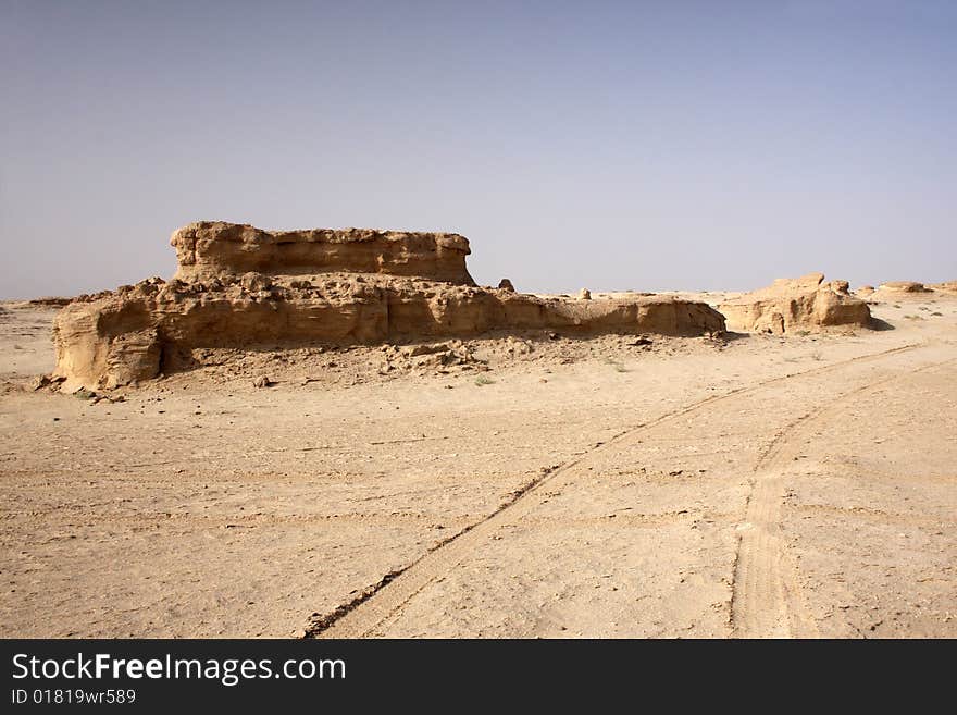 The big rocky desert in the Tunisia