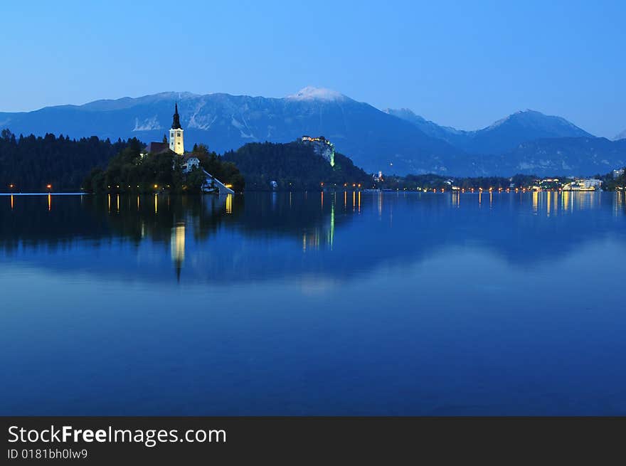 The serene Bled lake in Bled, Slovenia.