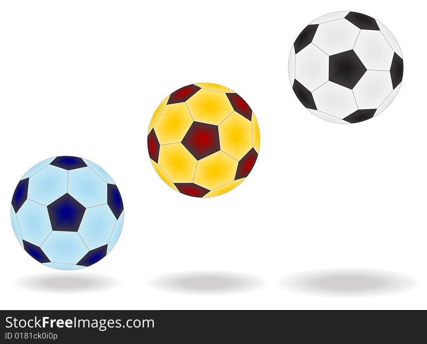 Illustration of editable soccer balls isolated on white