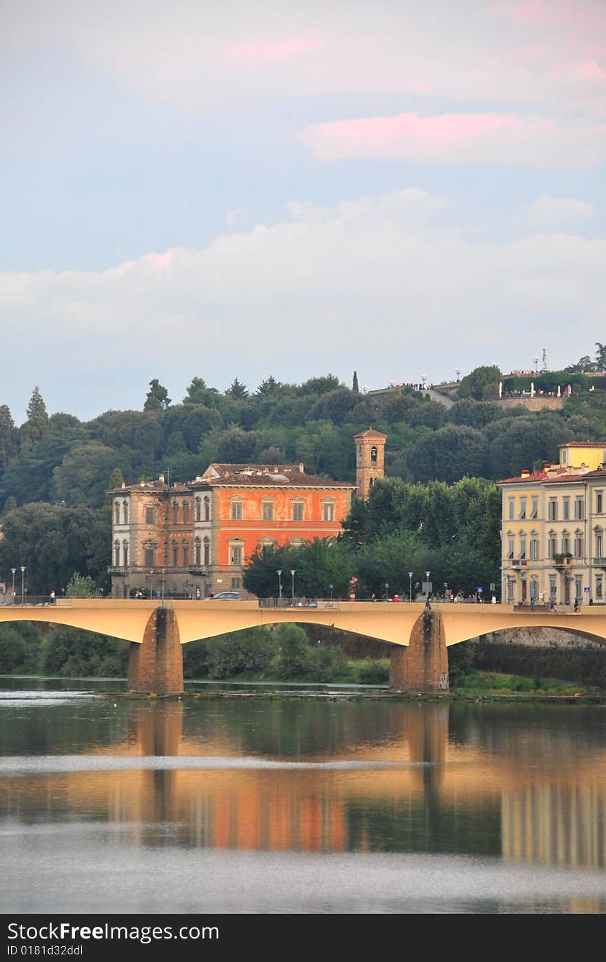 The apposite side of the sunset in Florence creates a magical light and hint of redness. The apposite side of the sunset in Florence creates a magical light and hint of redness.