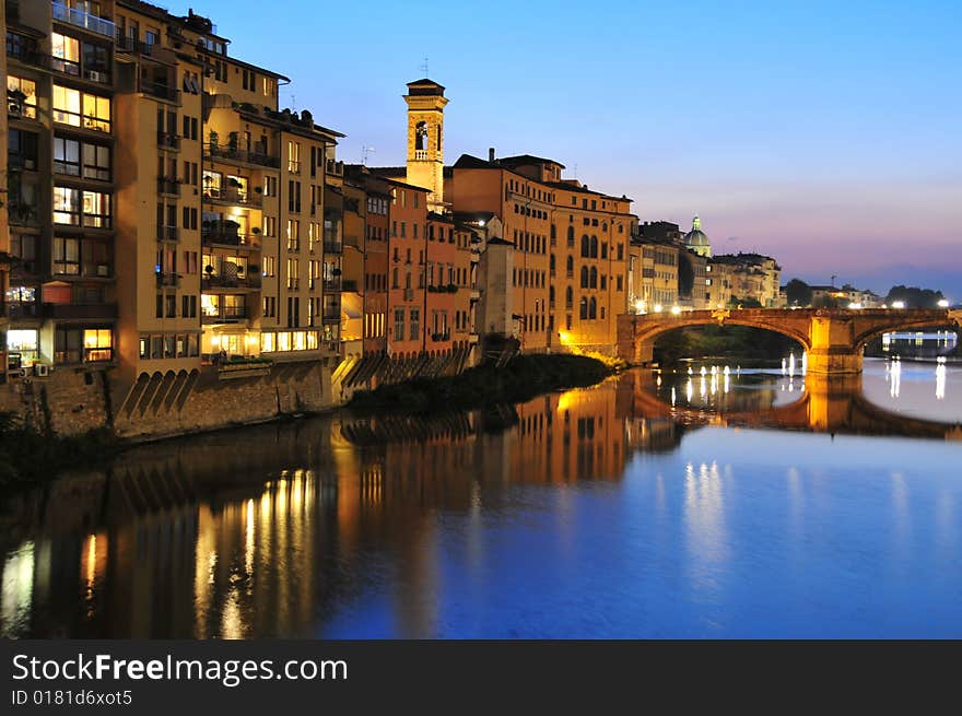 Beautiful Florence at sunset. Great reflections of the Golden hues of the buildings. Beautiful Florence at sunset. Great reflections of the Golden hues of the buildings.