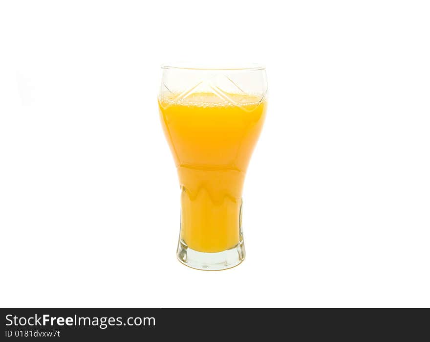 Glass of orange juice isolated on white