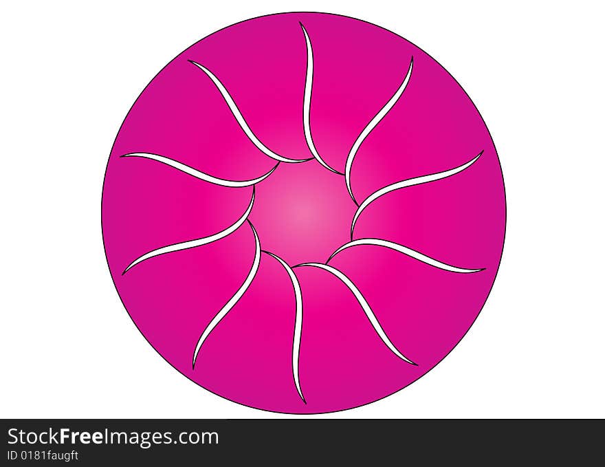 A pink spiral design in a white background. A pink spiral design in a white background