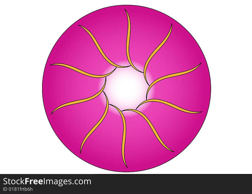 A pink spiral design in a white background. A pink spiral design in a white background