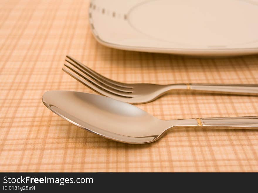 Plate with fork and spoon