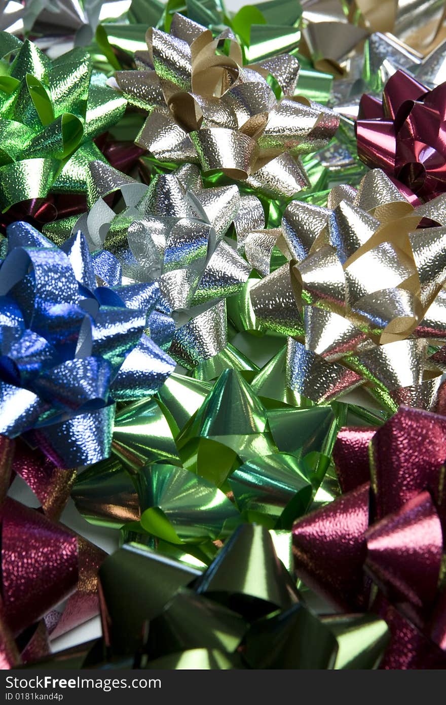 Pile of colorful Christmas gift bows. Pile of colorful Christmas gift bows.