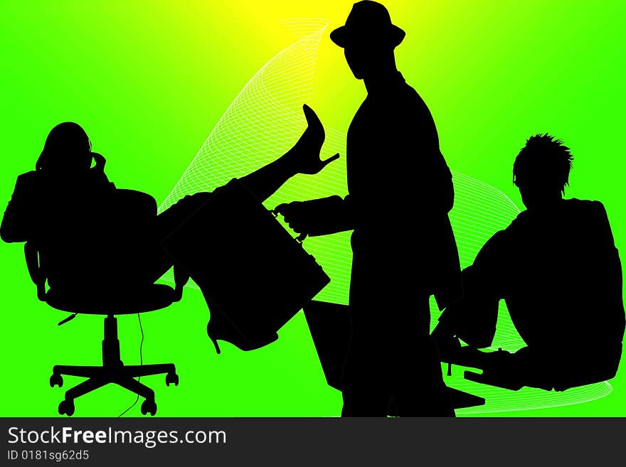 Business people over abstract background. Silhouettes. Business people over abstract background. Silhouettes.