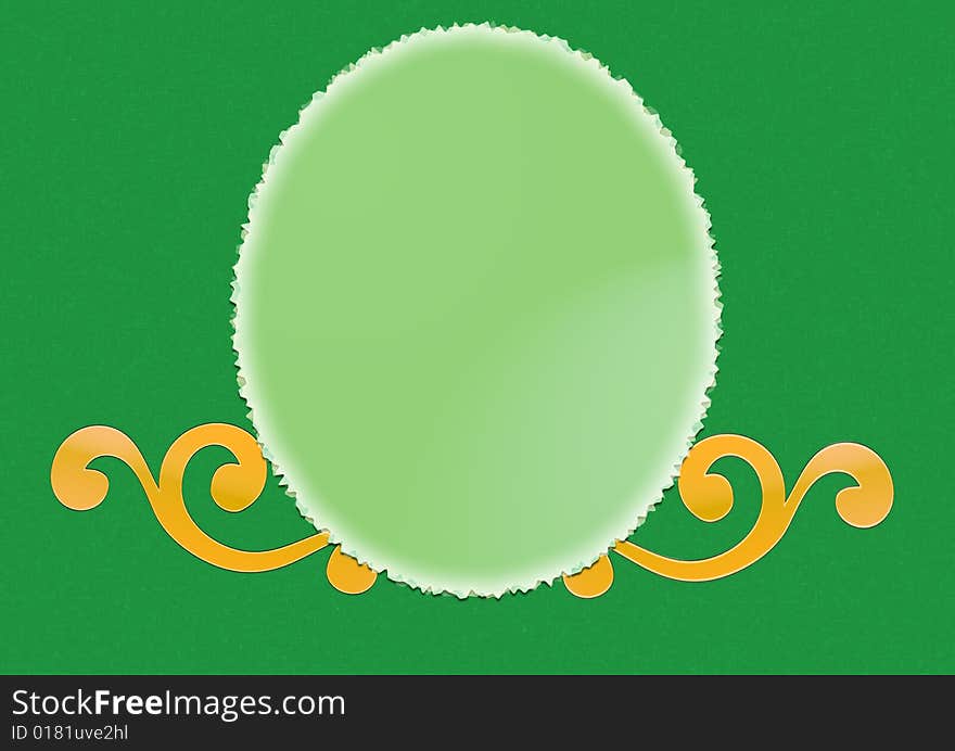 A green spiral frame in a green background. A green spiral frame in a green background