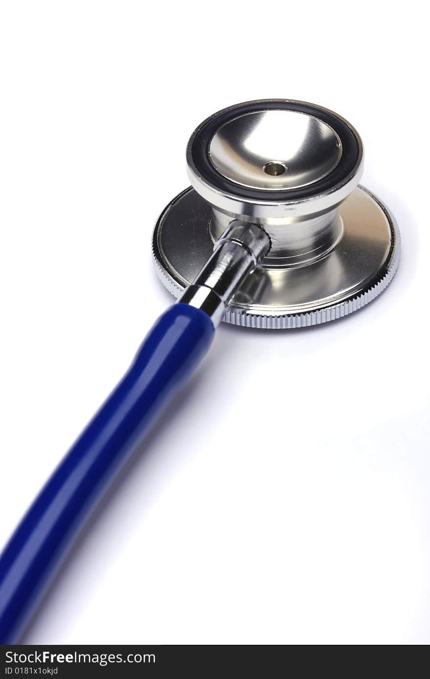 Blue stethoscope isolated in white background