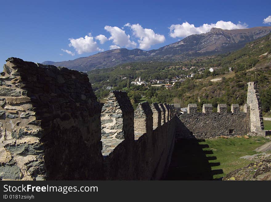 Walls of medieval castle in Italy, horizontal. Walls of medieval castle in Italy, horizontal.