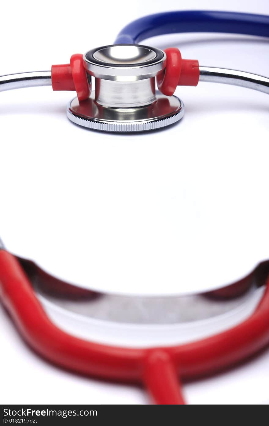 Blue stethoscope isolated in white background