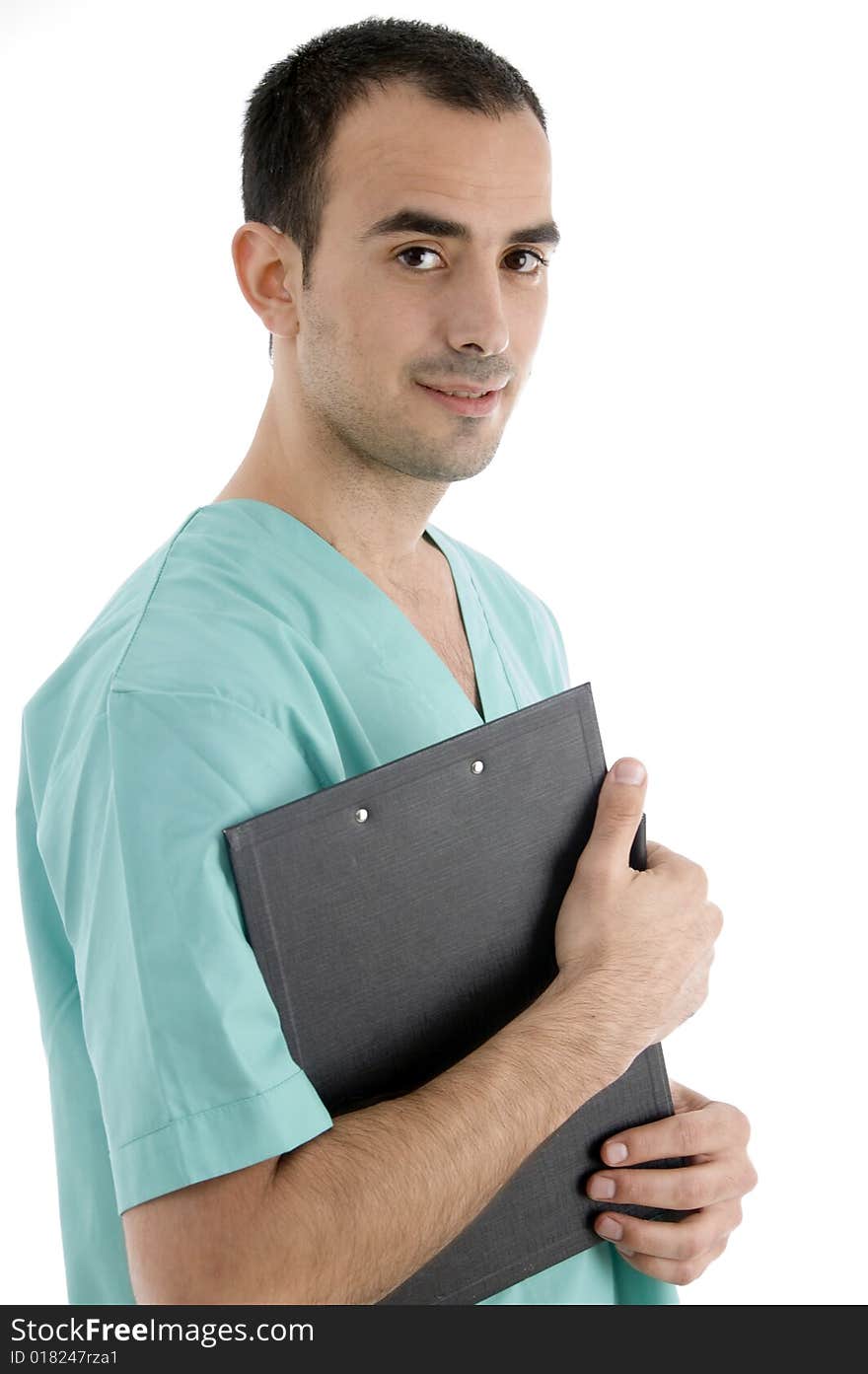 Side Pose Of Doctor With Writing Pad