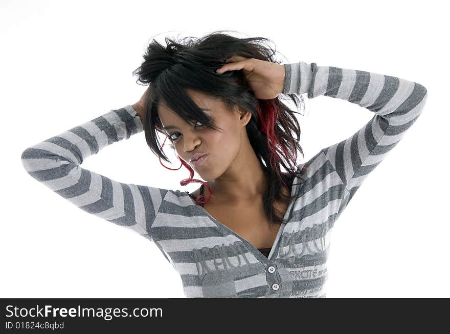 Young girl posing with white background